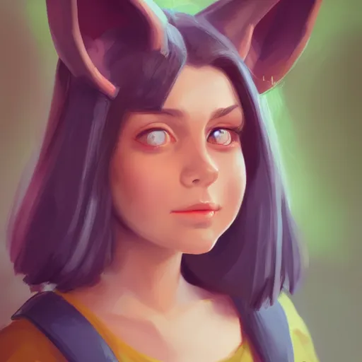 Image similar to portrait of a cute young woman with robot ears, 4k, sharp focus, Andreas Rocha