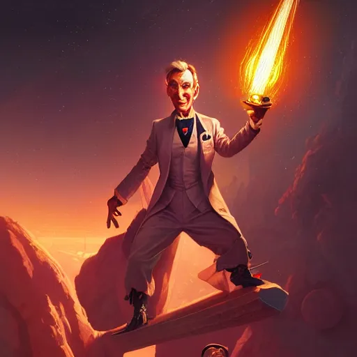 Prompt: an antique lithograph of space pirate bill nye, by stanley artgerm lau, wlop, rossdraws, james jean, andrei riabovitchev, marc simonetti, and sakimichan, tranding on artstation