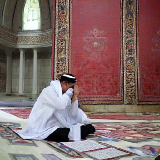 Prompt: tayyip reading qur'an, mystic