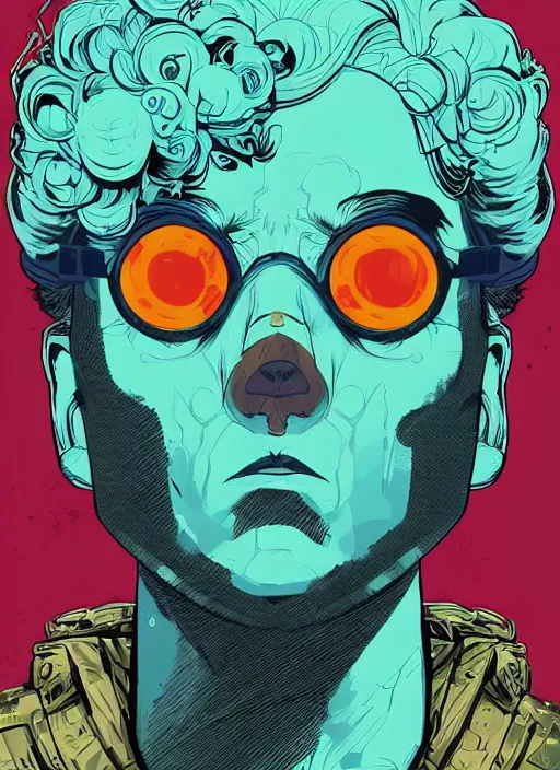 Image similar to highly detailed delirium face portrait by petros afshar, tom whalen, laurie greasley, war face by tristan eaton