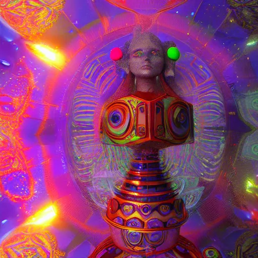 Prompt: DMT, machine elves, 4k, octane render, psychedelic, by Pablo Amaringo