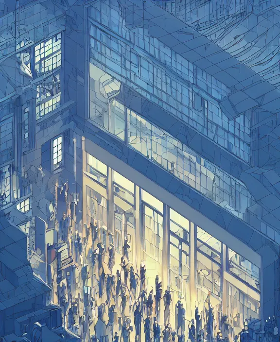 Image similar to an elegant, simple, streamlined building made of internal organs, crowds of people, by dan mumford, yusuke murata, makoto shinkai, ross tran, cosmic, heavenly, god rays, cinematic, unreal engine, cel shaded, featured on artstation, pixiv