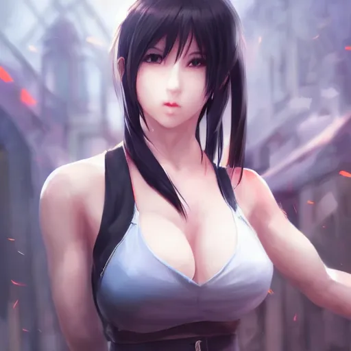 Image similar to high quality art of tifa lockhart by wlop, rossdraws, mingchen shen, bangkuart, sakimichan, yan gisuka, jeongseok lee, artstation, 4k