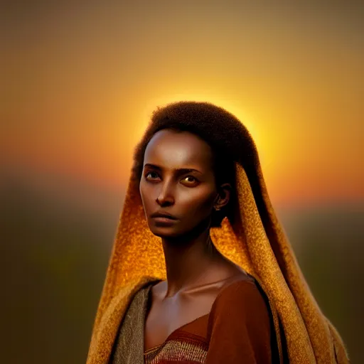 Prompt: photographic portrait of a stunningly beautiful ethiopian renaissance female in soft dreamy light at sunset, contemporary fashion shoot, by edward robert hughes, annie leibovitz and steve mccurry, david lazar, jimmy nelsson, breathtaking, 8 k resolution, extremely detailed, beautiful, establishing shot, artistic, hyperrealistic, beautiful face, octane render