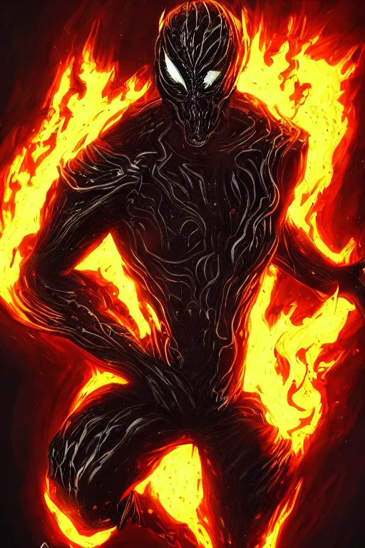 Image similar to ghost rider symbiote, comic strip style, dynamic lighting, fantasy concept art, trending on art station, stunning visuals, creative, cinematic, portrait, ultra detailed