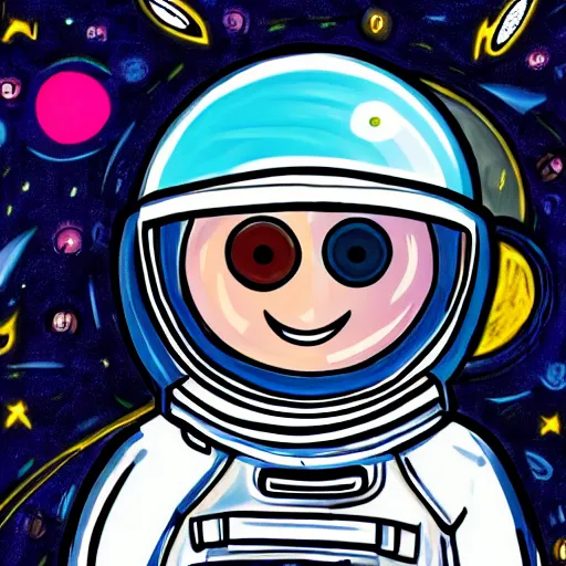 Prompt: Latent Spaceman Wide-Eyed and Smiling With Glowing Eyes