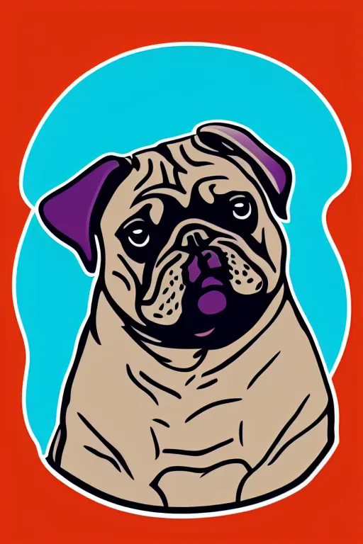 Image similar to Portrait of a bi chungus pug, sticker, colorful, illustration, highly detailed, simple, smooth and clean vector curves, no jagged lines, vector art, smooth