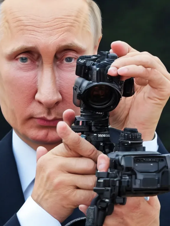 Prompt: 4K HD, high detail photograph, shot with Sigma f/ 4.2 , 250 mm sharp lens, shallow depth of field : (subject= Vladimir Putin holding a gun + subject detail= accurate body features, consistent, high detailed light refraction , high level texture render)