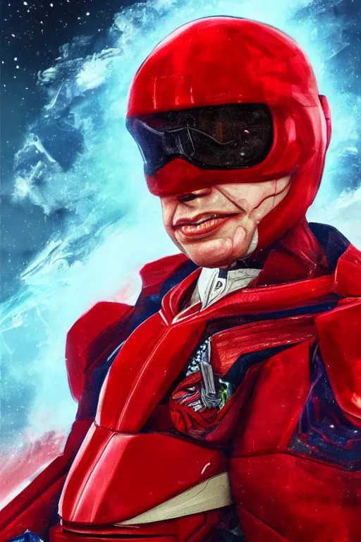 Image similar to portrait of stephen hawking as red ranger from power rangers, intricate, highly detailed, smooth, artstation, digital illustration