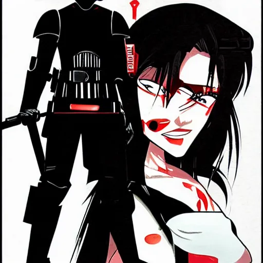 Prompt: vampire slayer in the style of storm trooper, by satoshi kon