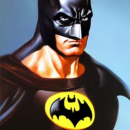 Image similar to ultra - realistic head and shoulders portrait painting of batman. art by boris vallejo. 4 k. ultra - realistic. highly detailed. epic lighting