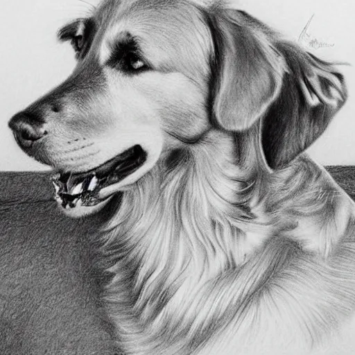 Image similar to beautiful pencil drawing of a golden retriever with karim benzema - - width 1 0 2 4