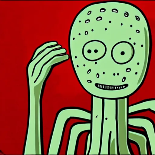 Image similar to Salad-Fingers illustration of the hit youtube-series as a commentary portrait