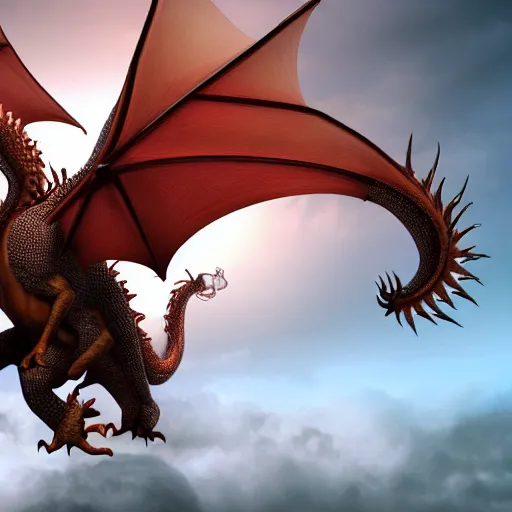 Prompt: Dragon wallpaper, 8k, digital art, hyperrealistic, single dragon flying, detailed