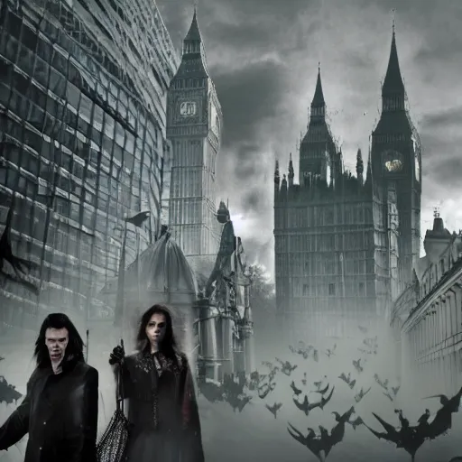 Prompt: vampires attacking London