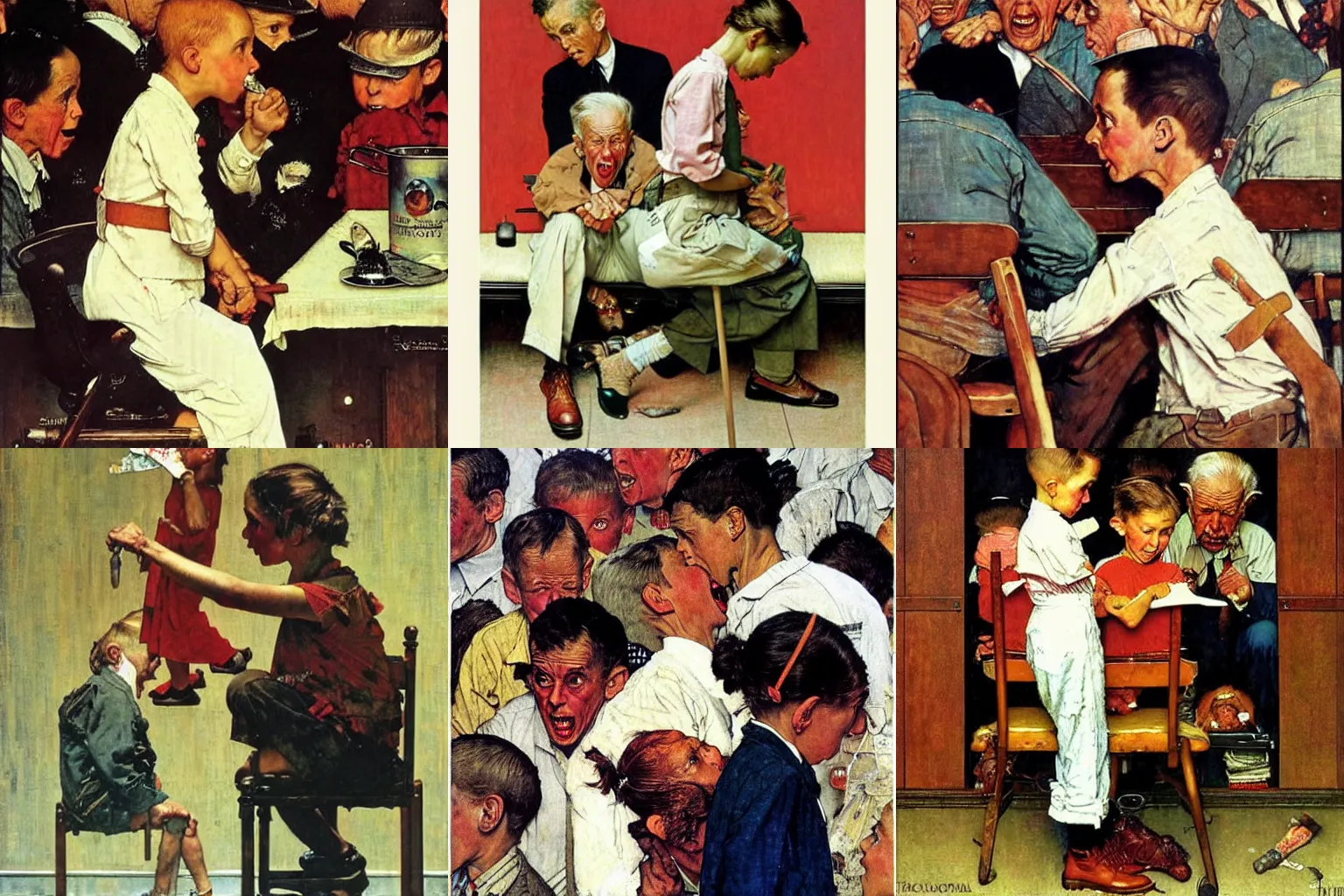 Prompt: the worst are full of passionate intensity, painting by norman rockwell.