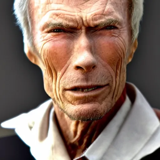 Image similar to clint eastwood god perfect face coherent by kezie demessance