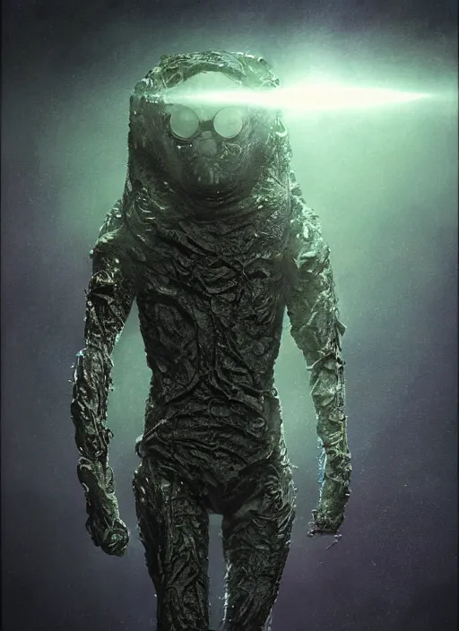 Prompt: astronauts alien in dark void underwater - complex and hyperdetailed technical suit. reflection and dispersion materials. rays and dispersion of light. volumetric light. f / 3 2. noise film photo. flash photography. ultra realistic, wide angle. poster by wayne barlowe, hajime sorayama aaron horkey, craig mullins