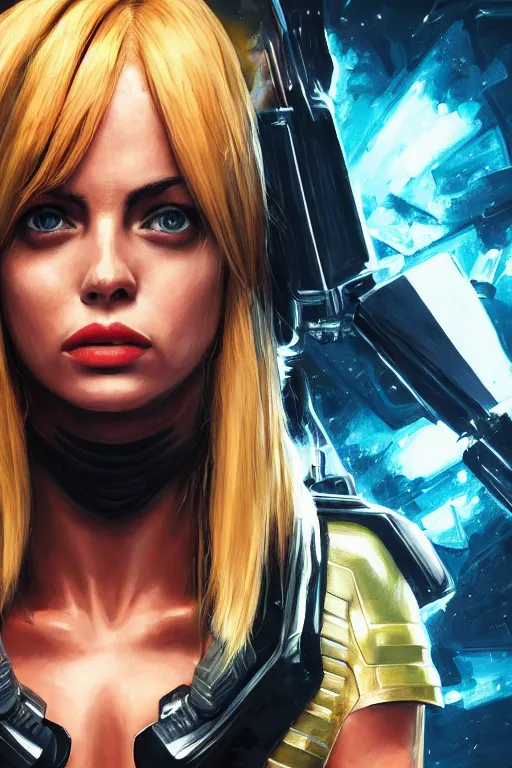 Image similar to a striking painting of Ana de Armas as 2000AD Judge Anderson, strong lighting, ultra realism, highly detailed, trending on artstation, 4K, HD, oil on canvas