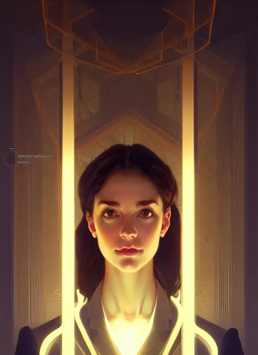 Prompt: symmetry!! portrait of office worker, glowing lights!! intricate, elegant, highly detailed, digital painting, artstation, concept art, smooth, sharp focus, illustration, art by artgerm and greg rutkowski and alphonse mucha