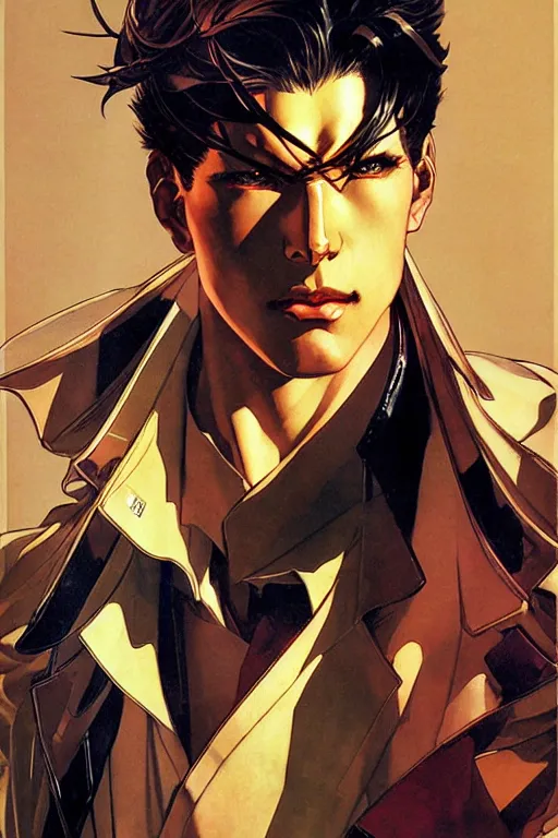 Prompt: attractive man, cuberpunk, painting by j. c. leyendecker, yoji shinkawa, katayama bokuyo