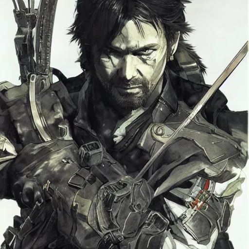 Image similar to portrait of a hero holding his sword in front of his face by yoji shinkawa, high quality, extra details, realism