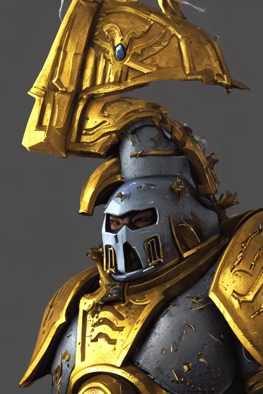 Image similar to armor portrait heros warhammer 4 0 k horus heresy fanart - the primarchs emperor by johannes helgeson animated with vfx concept artist & illustrator global illumination ray tracing hdr fanart arstation zbrush central hardmesh 8 k octane renderer comics stylized