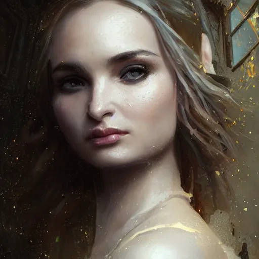 Image similar to portrait of Kim Petras in Paris, amazing splashscreen artwork, splash art, head slightly tilted, natural light, elegant, intricate, fantasy, atmospheric lighting, cinematic, matte painting, by Greg rutkowski