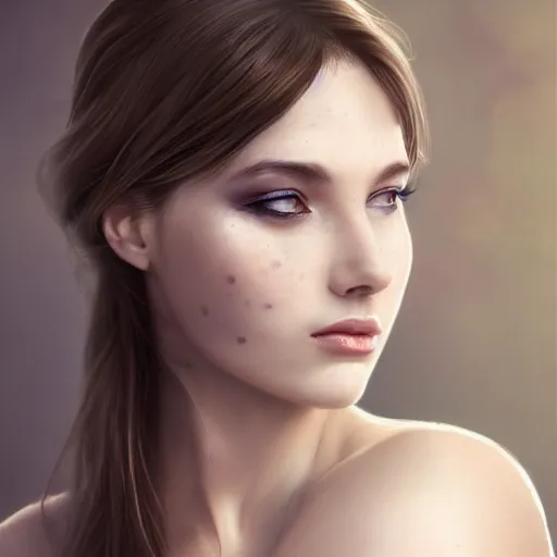 Image similar to a gorgeous female photo, professionally retouched, soft lighting, wearing sundress, illuminated by moonlight realistic, smooth face, raven haired, light freckles, perfect eyes, wide angle, sharp focus on eyes, 8 k high definition, insanely detailed, intricate, elegant, art by artgerm and wlop