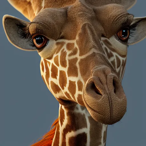 Image similar to a highly detailed portrait of a humanoid giraffe in a blue cloak, artstation, deviantart, professional, unreal engine 5, photorealistic