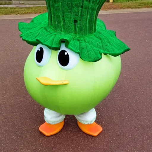 Image similar to a cabbage dressed as a duck