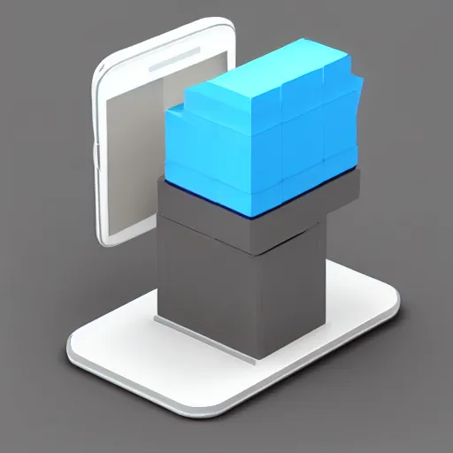 Image similar to 3 d object of the monitor, mobile game, isometric art, centralised, mohamed chahin, blender cycles render, solid colours material, no background and shadows