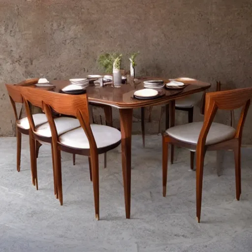 Image similar to a dining set made from pure recycled materials , Art Deco, conceptual art