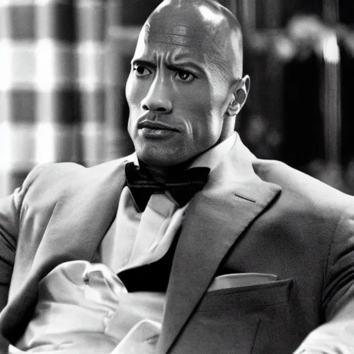 Image similar to Still of Dwayne Johnson from the GodFather (1980), 8k photography