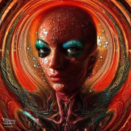 Prompt: Red alien, intricate, detailed digital art by Karol Bak