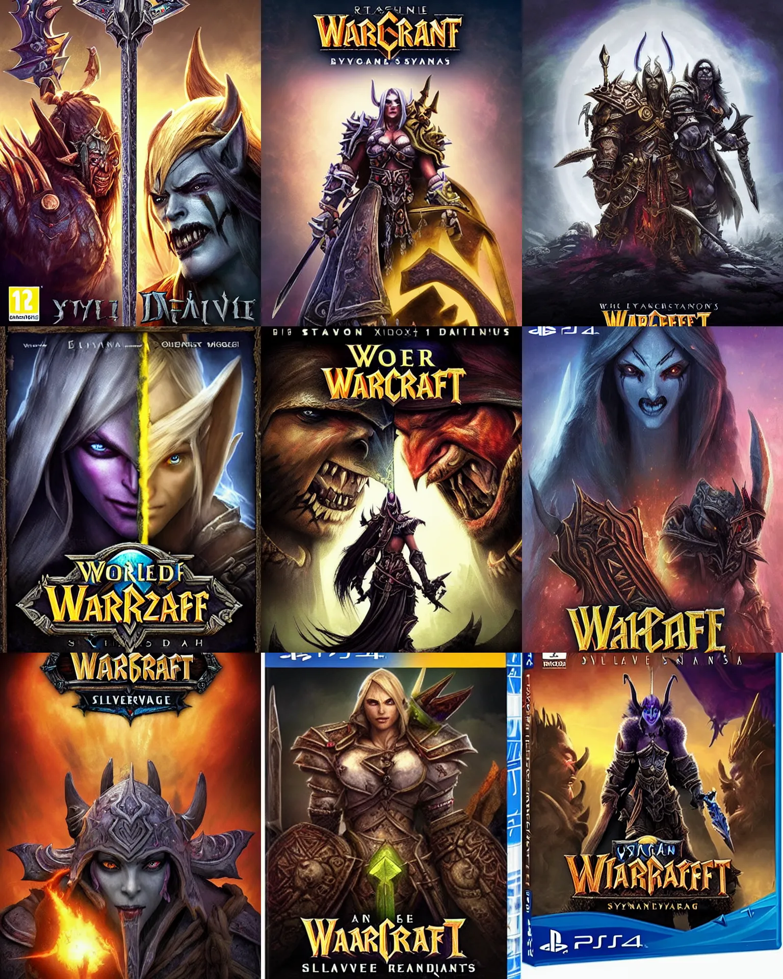 Prompt: box art for a playstation 4 game called warcraft : sylvanas's revenge of darkness and death : stage 1, detailed, perfect design, photorealistic, high quality, game of the year, readable font