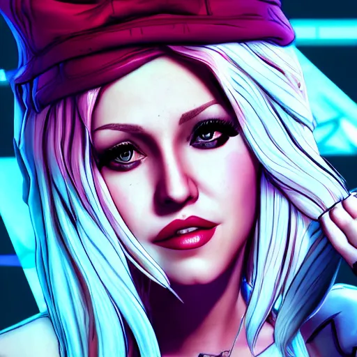 Image similar to christina aguilera portrait, borderlands, tales from the borderlands, the wolf among us, comic, cinematic lighting, studio quality, 8 k