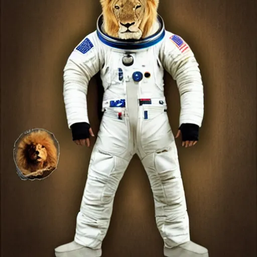 Image similar to a lion wearing an astronaut suit. just the head. no body. high quality. high fidelity.