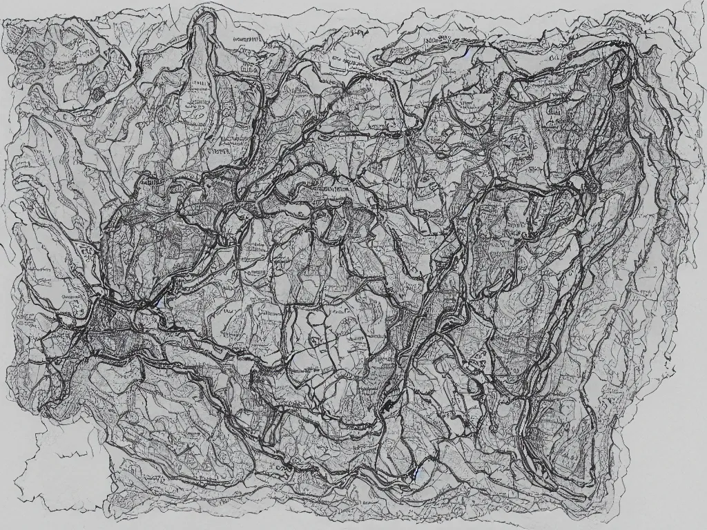 Image similar to Map of a cave system under South Carolina, Ink drawing by Deven Rue, fine point pen