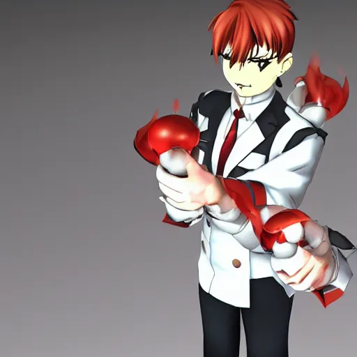 Prompt: battler ushiromiya holding small bombs