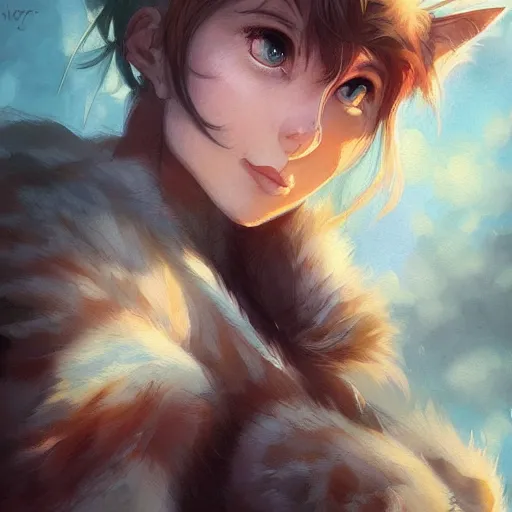 Prompt: artwork of a portrait of a beautiful furry cat woman, trending on artstation, furaffinity, ultra detailed, 8 k hdr, dslr, watercolor, concept art, light study, global light, anime style, by greg rutkowski, rossdraws