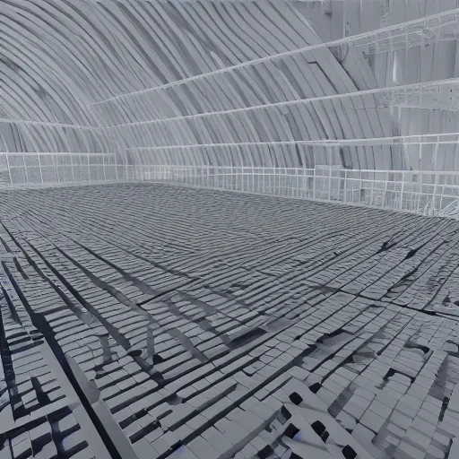 Image similar to “ architectural data flux pavilion, exhibition in biennale, model, 4 k, render ”