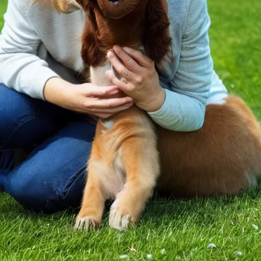 Image similar to human and pet in pain but are unable to communicate to each other