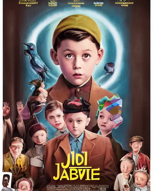 Image similar to jojo rabbit kid, airbrush, drew struzan illustration art, key art, movie poster