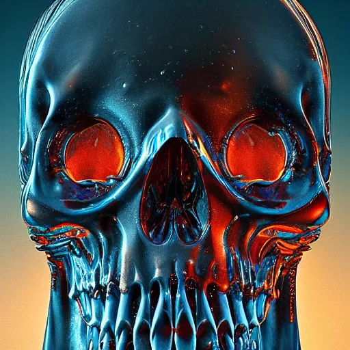 Image similar to portrait_of_a_melting_liquid_skull._intricate_abstract._intricate_artwork._by_Tooth_Wu_wlop_beeple_dan_mumford._octane_render_trending_on_artstation suitable for album cover artwork