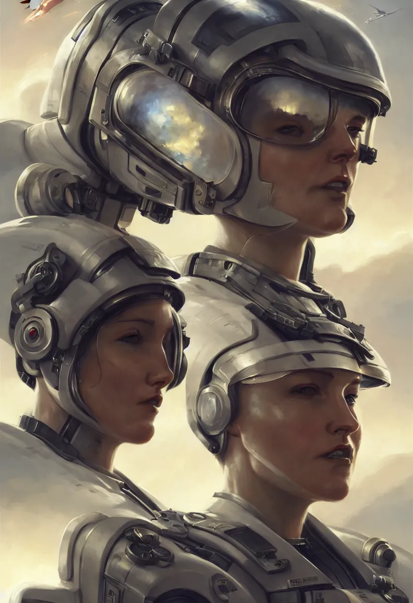 Image similar to stoic heroic emotionless handsome butch blonde woman engineer in flight suit, ultra high definition, ultra detailed, symmetry, matte painting, by greg rutkowski and ross tran and wlop