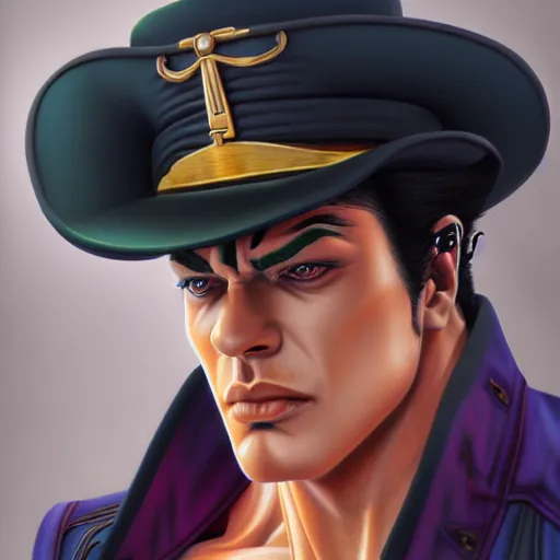 Prompt: Kujo jotaro , Colored pencil , Hyperdetailed , trending on artstation , CGSociety , matte painting , Concept art