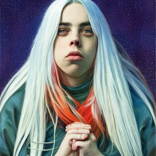 Image similar to Billie Eilish, by Chris Moore, by Mark Brooks, by Donato Giancola, by Victor Nizovtsev, by Gabriel Dawe, by Stanley Lau