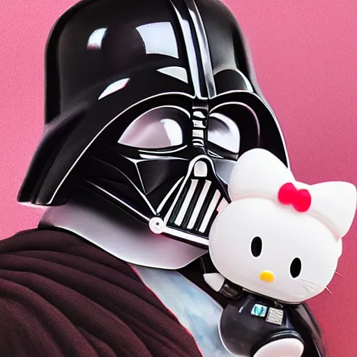 Image similar to Darth Vader as a Hello Kitty, by Stanley Artgerm Lau, WLOP, Rossdraws, James Jean, Andrei Riabovitchev, Marc Simonetti, Yoshitaka Amano, ArtStation, CGSociety,