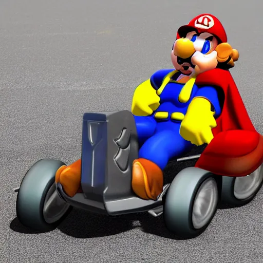 Prompt: Thor as a Mario Kart character,